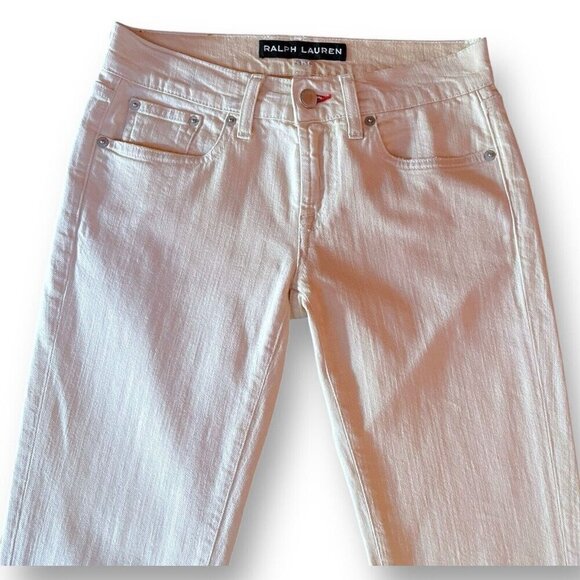 Ralph Lauren Black Label Womens 380 Jeans Sz 26 Cream Slim Bootcut Made in Italy - Picture 3 of 7